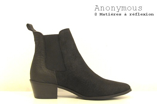 Boots noires cuir et daim Anonymous
