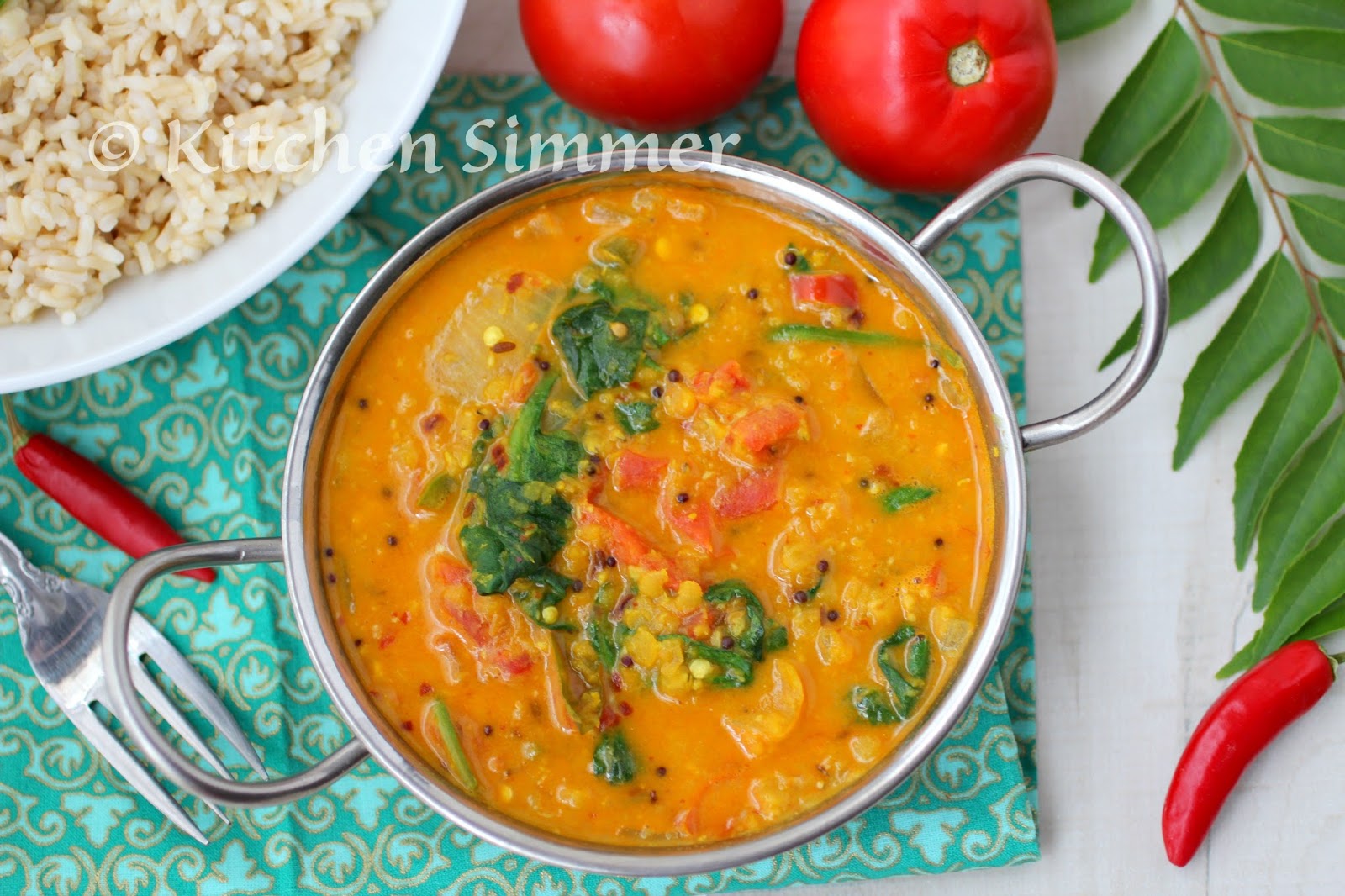 Kitchen Simmer Vegan Lentil Spinach Tomato Curry