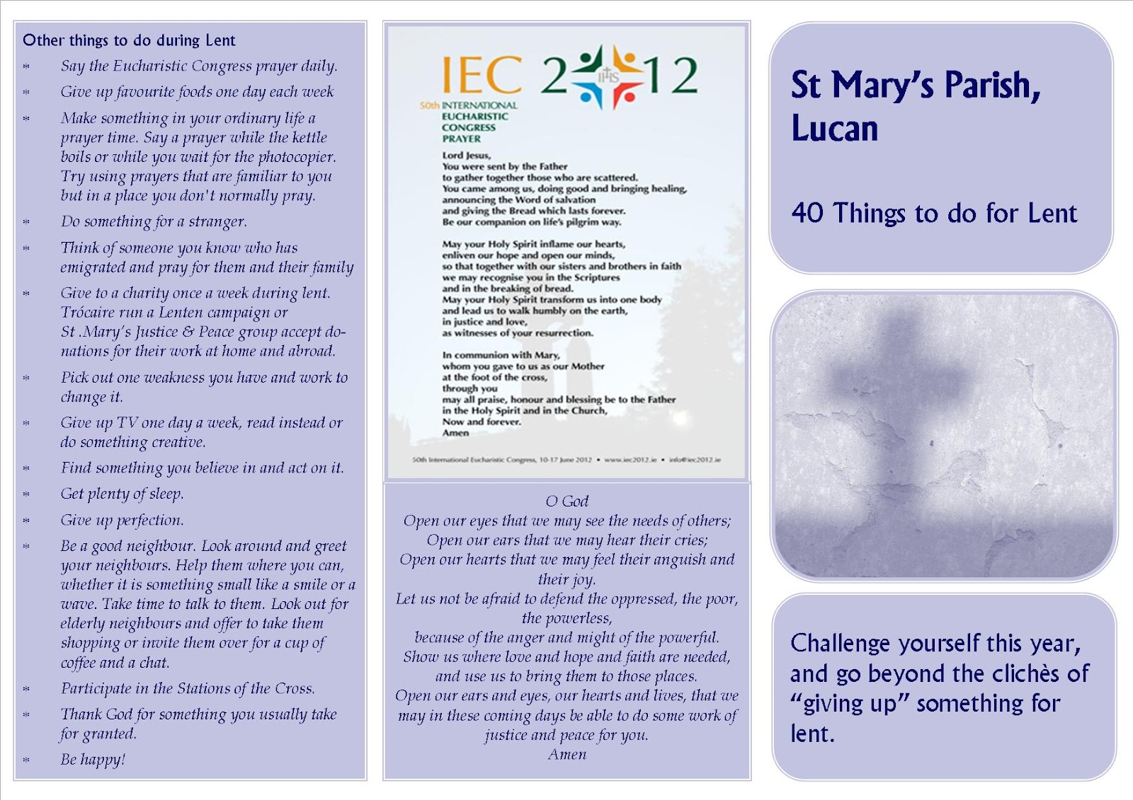 St Mary's Parish, Lucan 40 Things to do For Lent