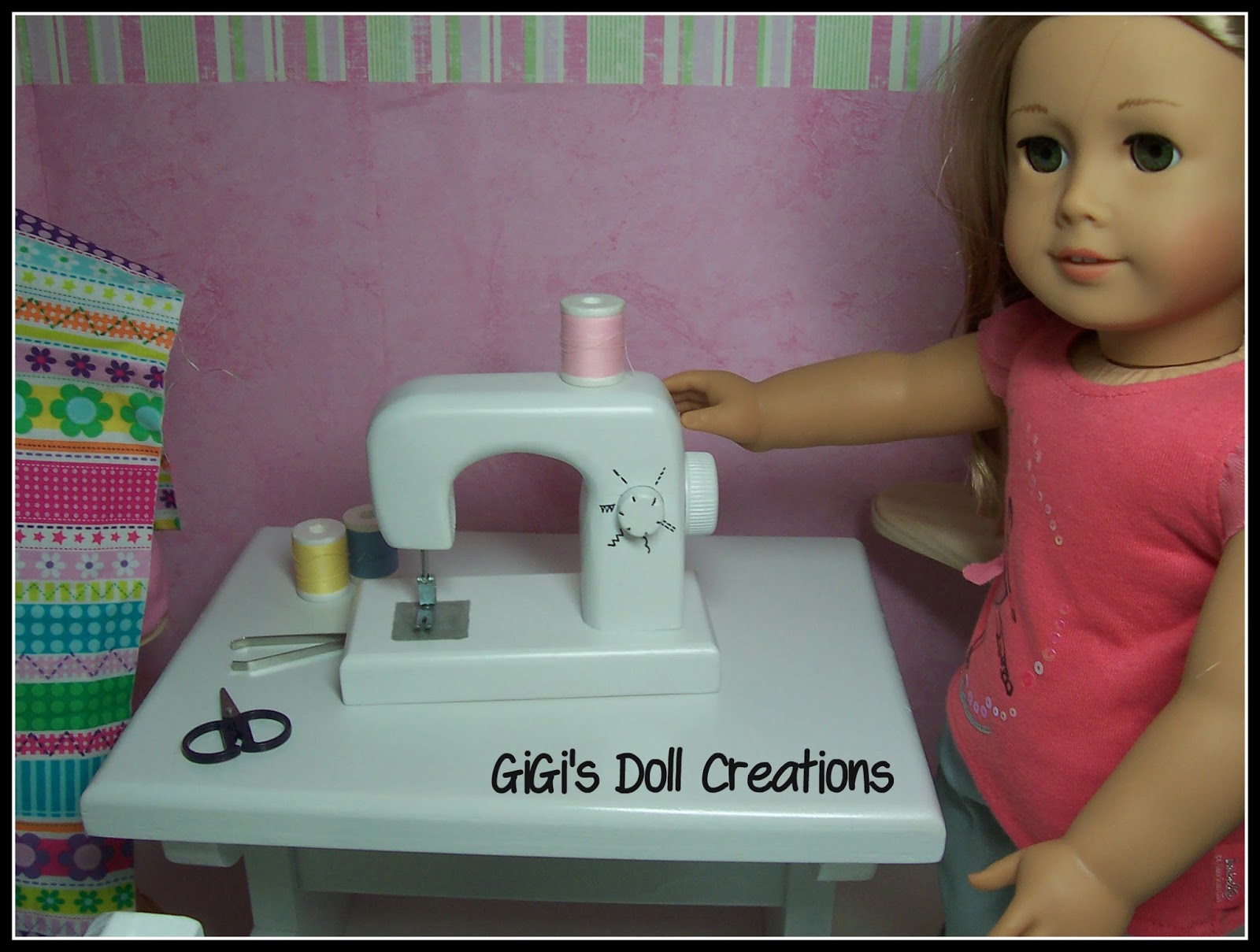 GiGi's Doll and Craft Creations 18 inch doll Sewing Machine, Iron