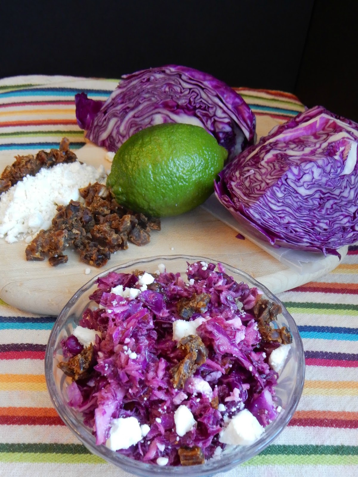 Kim's County Line Red Cabbage, Date & Feta Salad