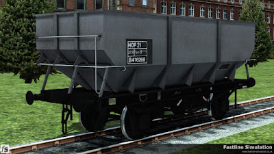 Fastline Simulation: A virtually ex-works rebodied dia. 1/146 21T hopper painted in unfitted grey livery with HOP 21 branding inside a full sized data panel.