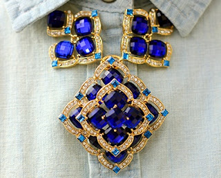 Bauble Bar Blue Jewelled Chunky Necklace