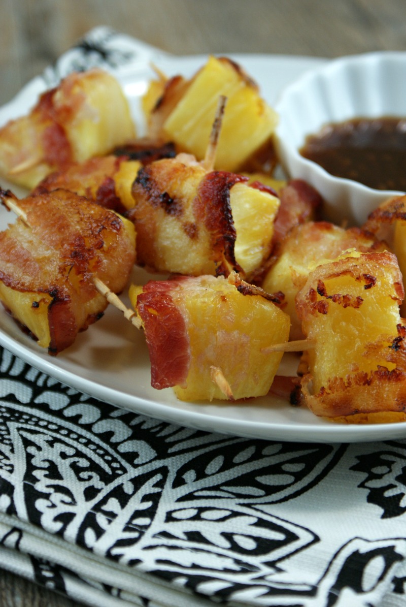 Authentic Suburban Gourmet Bacon Wrapped Pineapple Bites with Soy