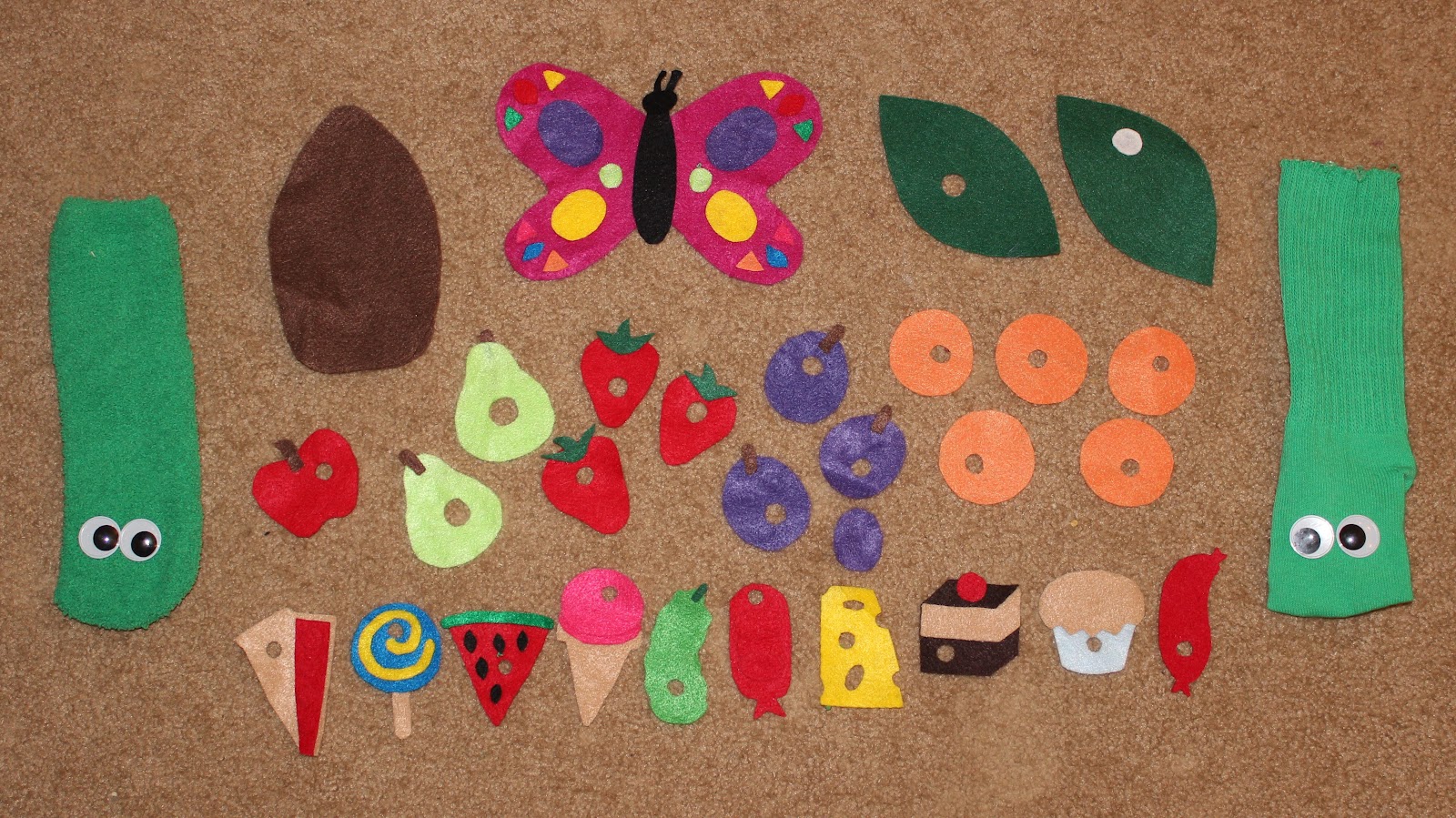 Bethany's Creative Pursuits Hungry Caterpillar Puppet and Food