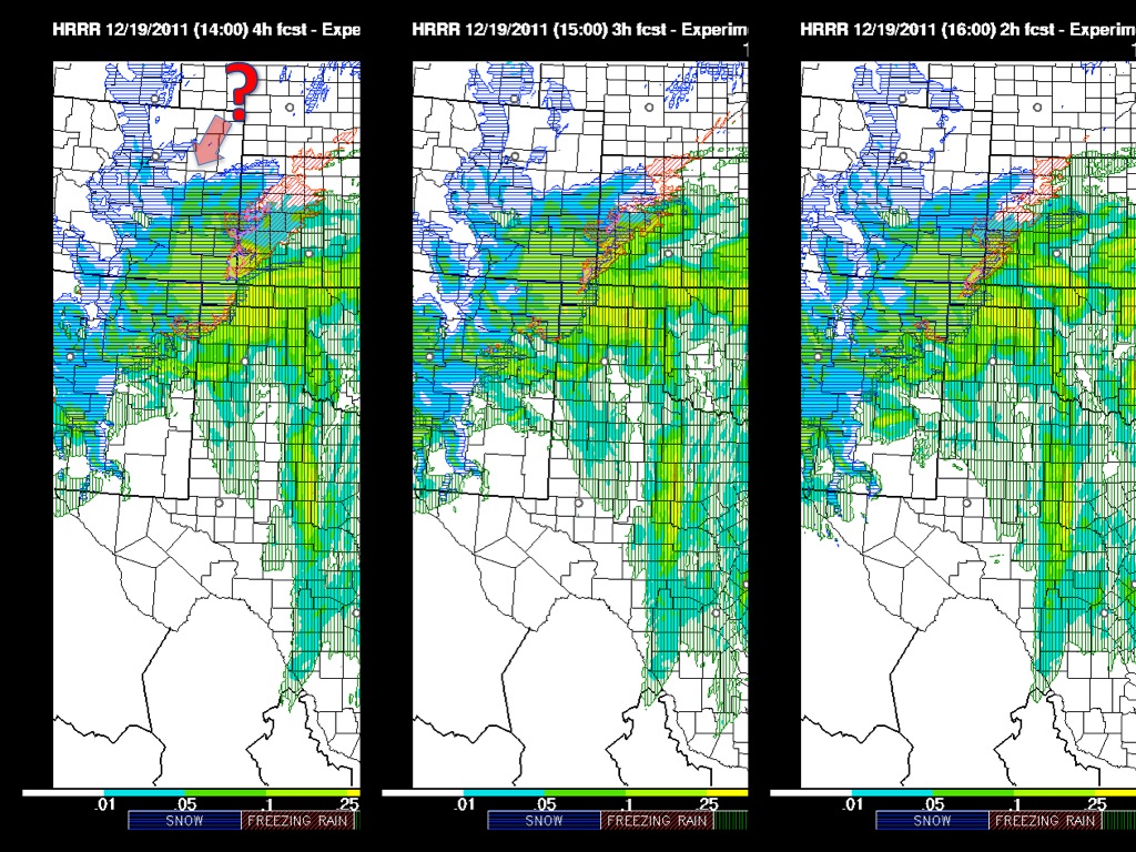figure 4 three precipitation type forecasts from the hrrr starting valid for 18 utc starting with the 14 utc run left 15 utc run middle and 16 utc run figure 4 three precipitation type forecasts from the hrrr starting valid for 18 utc starting with the 14 utc run left 15 utc run middle and 16 utc run