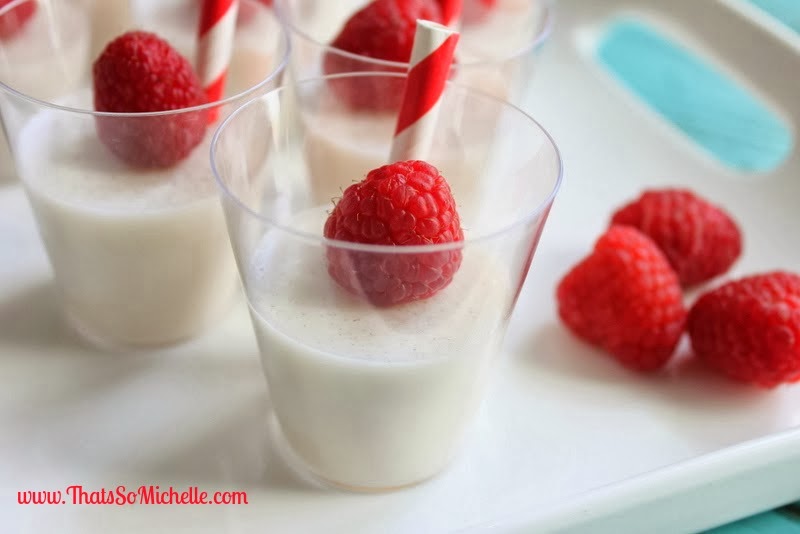 That's so Michelle... White Chocolate Jello Shots with Raspberries
