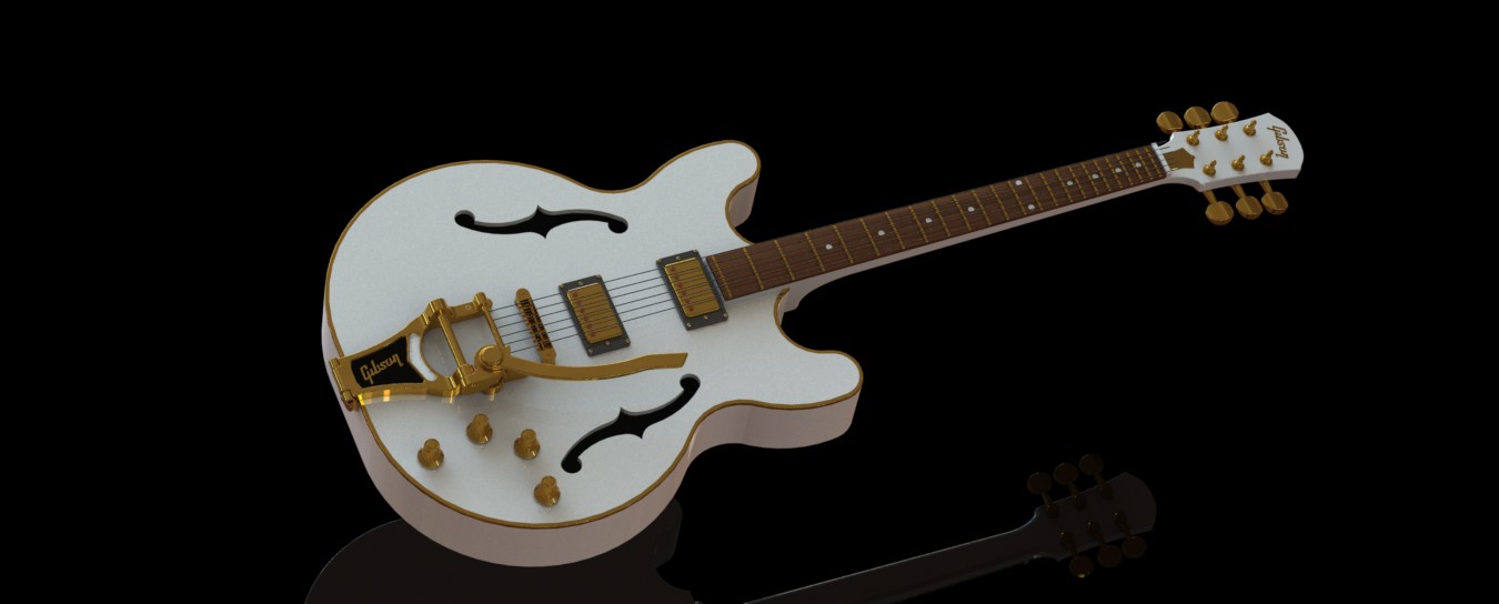 Gold trim guitar creado en Solidworks