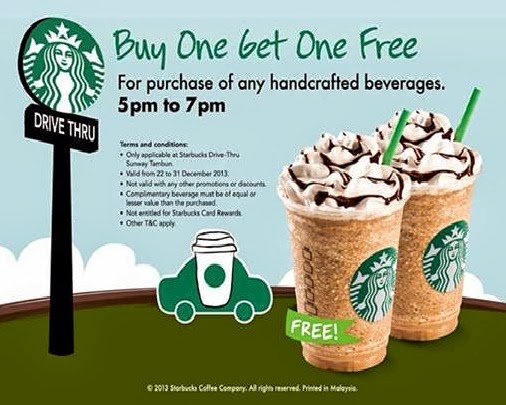 Buy 1 free 1 starbucks 3 days ago · Grab a friend and head to Starbucks! From December 14th, starting at 3pm, through December 16th, head to Starbucks where they will be offering Buy One, Get One FREE Espresso beverages and Hot Chocolate – grande size or larger! The offer excludes brewed coffee, ready-to-drink beverages and Starbucks Reserve beverages.