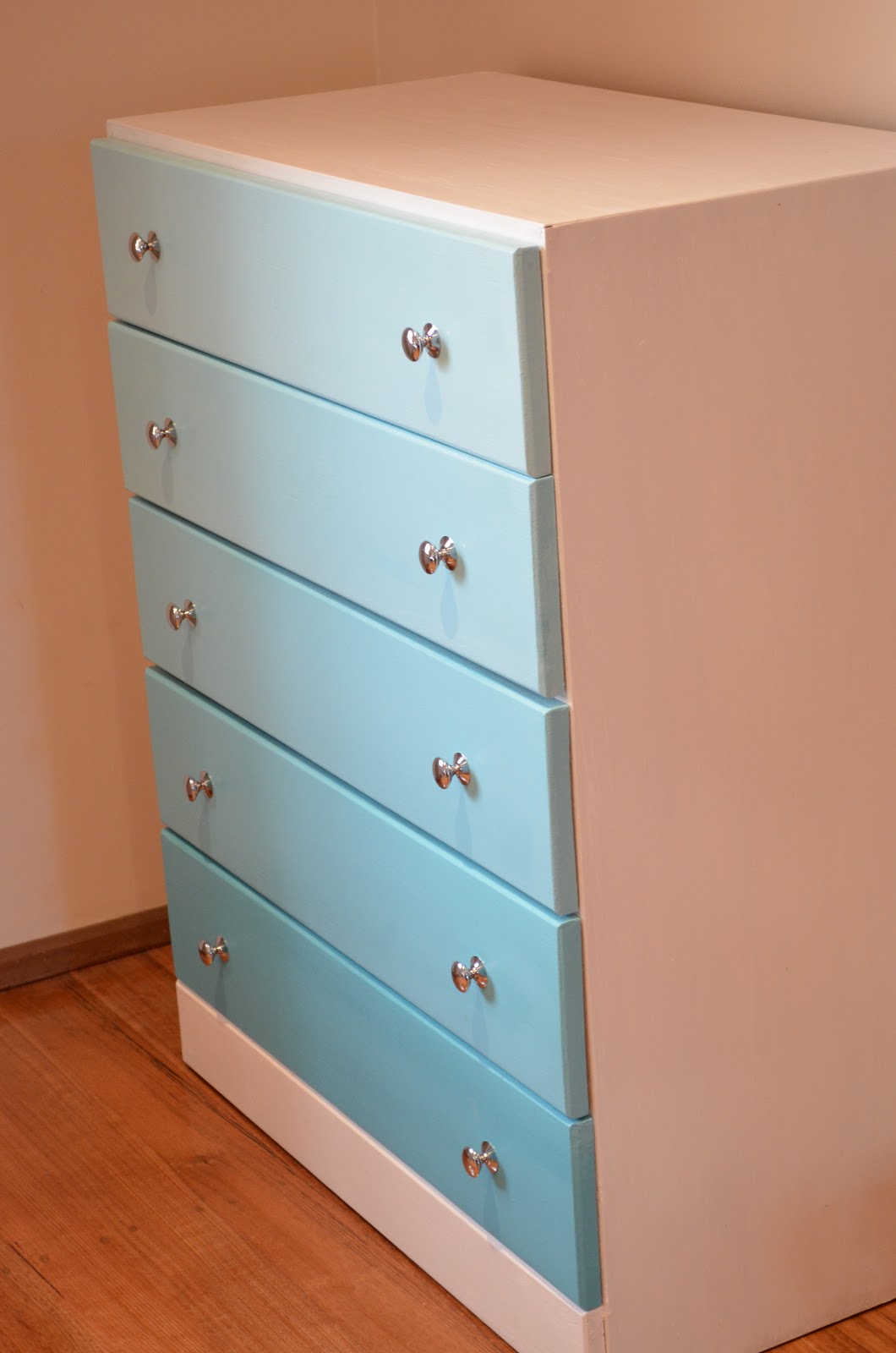 Retro Vintage Love Chest of Drawers Painted Ombre Turquoise and White