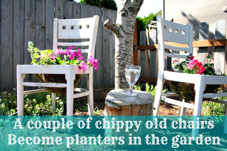 Pondered Primed Perfected DIY Chair Planter In the Flower Garden