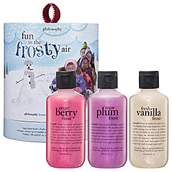 Philosophy, Philosophy Fun in the Frosty Air Trio, Philosophy Sugar Plum Frost, Philosophy Fresh Vanilla Frost, Philosophy Ginger Berry Frost, Philosophy shower gel, Philosophy bubble bath, Philosophy shampoo, Philosophy body wash, shampoo, shower gel, body wash, bubble bath, giveaway, beauty giveaway, 12 days of beauty giveaways
