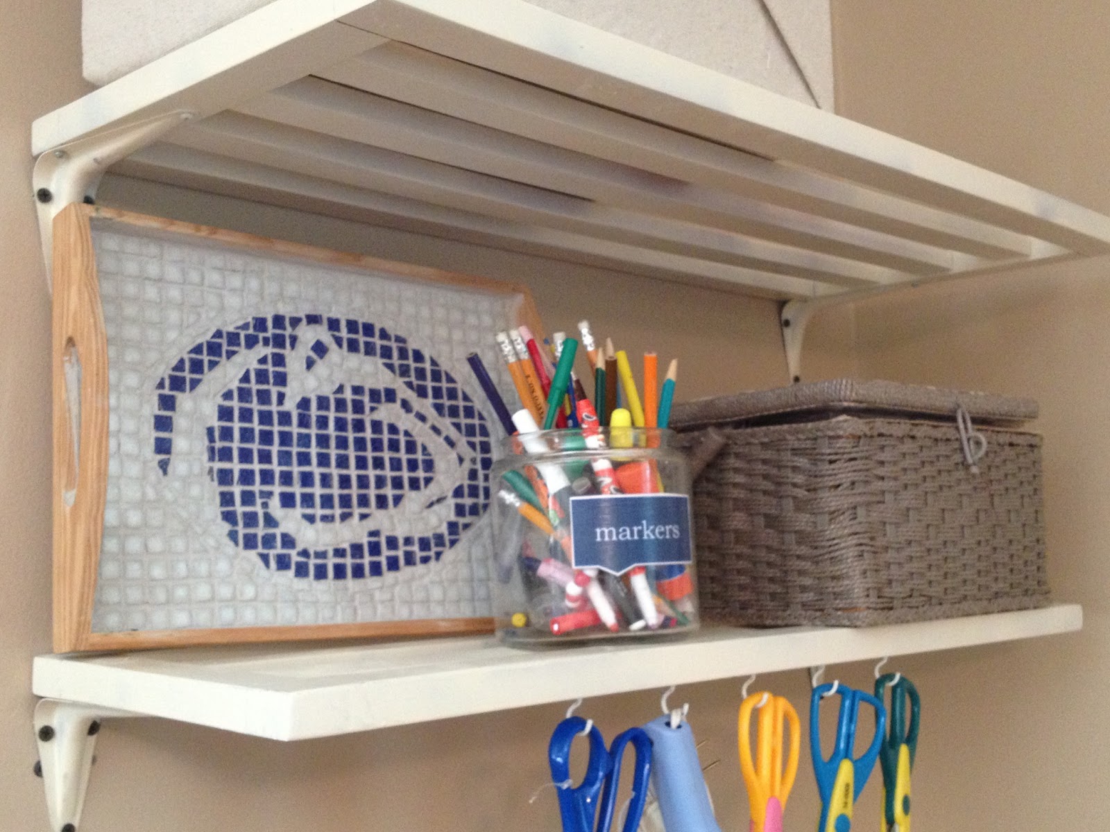Two It Yourself Repurposed desk and hutch into craft table and shelving