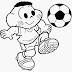 Desenho do Cascão Jogando Bola para Colorir - Turma da Mônica