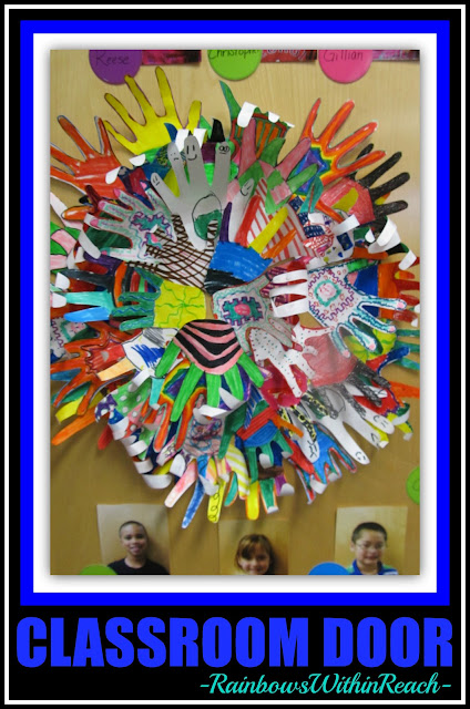 Classroom Door of Individual Decorated Hands via RainbowsWithinReach Handprint RoundUP photo of: Classroom Door of Individual Decorated Hands via RainbowsWithinReach