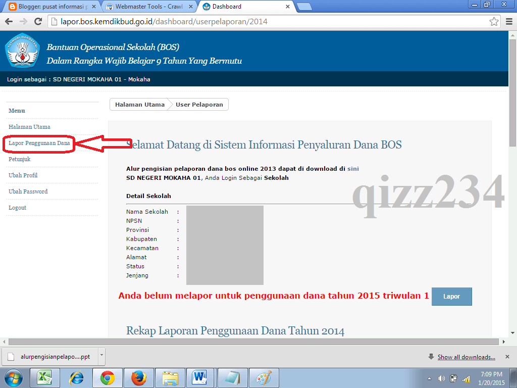 Cara Lapor BOS Online SERGUR ID