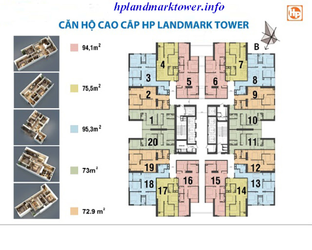 Mặt bằng điển hình chung cư HP Landmark Tower