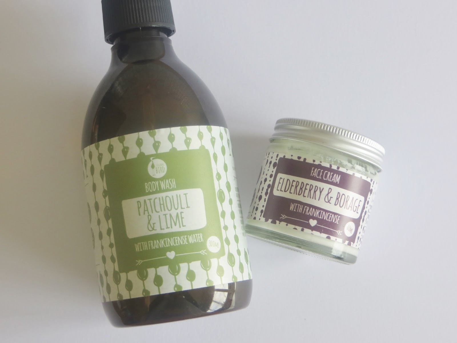All natural body wash and face cream from Laughing Bird