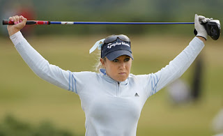 Get in the hole! Natalie Gulbis stretching