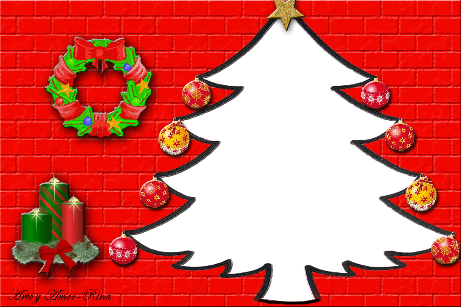 Pino decorativa Arte y amor: Un marco en forma de arbolito de navidad