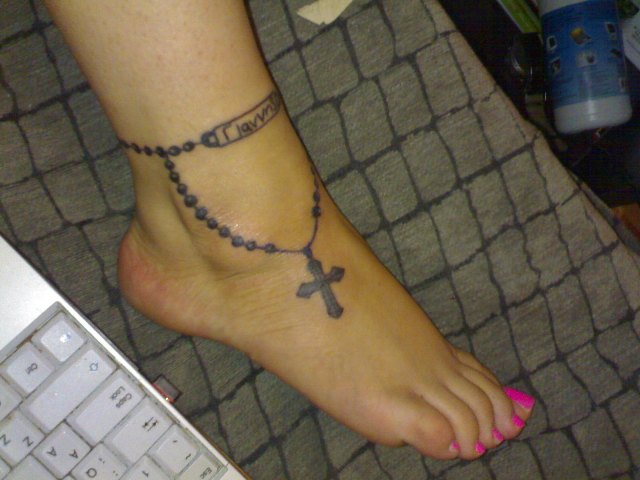 Cool Rosary Tattoos On Foot Designs Ideas