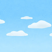 雲が浮かぶ青空のイラスト（背景素材）
