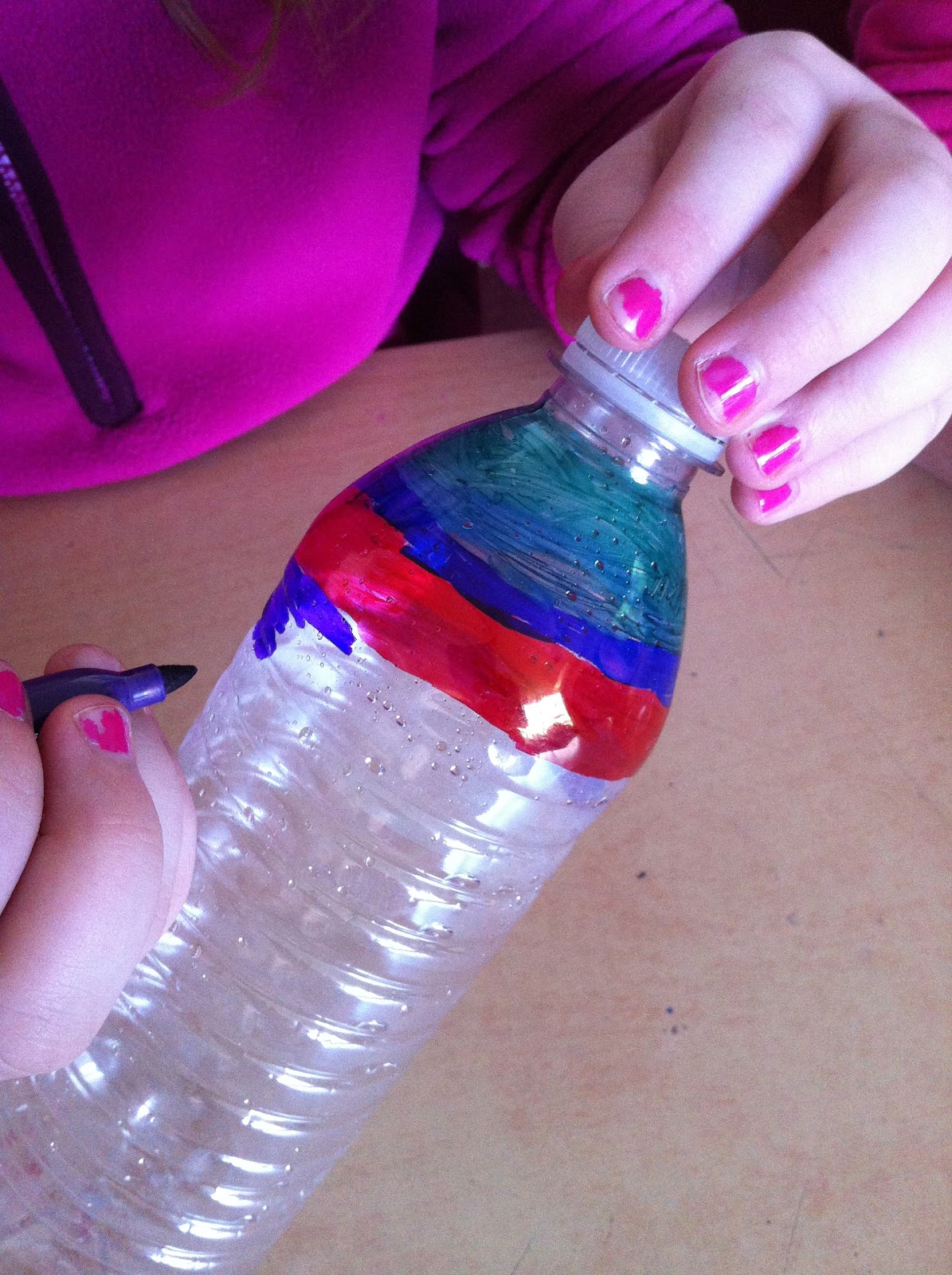 Wildcats Create In The Works Check Out Chihuly Inspired Chandeliers We Are Coloring The Bottles With Permanent Markers Various Designs And Color Combinations