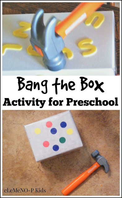 Turn banging into learning with this simple bang the box activity for preschool. It is so easy to adapt this to learning shapes, colors or letters using stickers! 