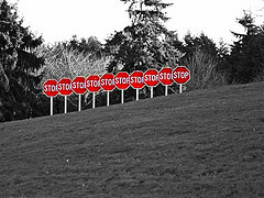 Splashed Stop Signs by Jimbohayz via Flickr and a Creative Commons license
