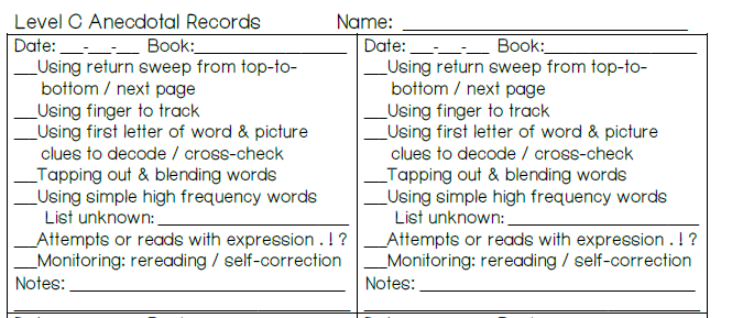 Grow Little Kinder Garden: Kindergarten Guided Reading: Anecdotal Records