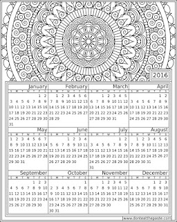 Print and color this 2016 mandala calendar- available in jpg and transparent png