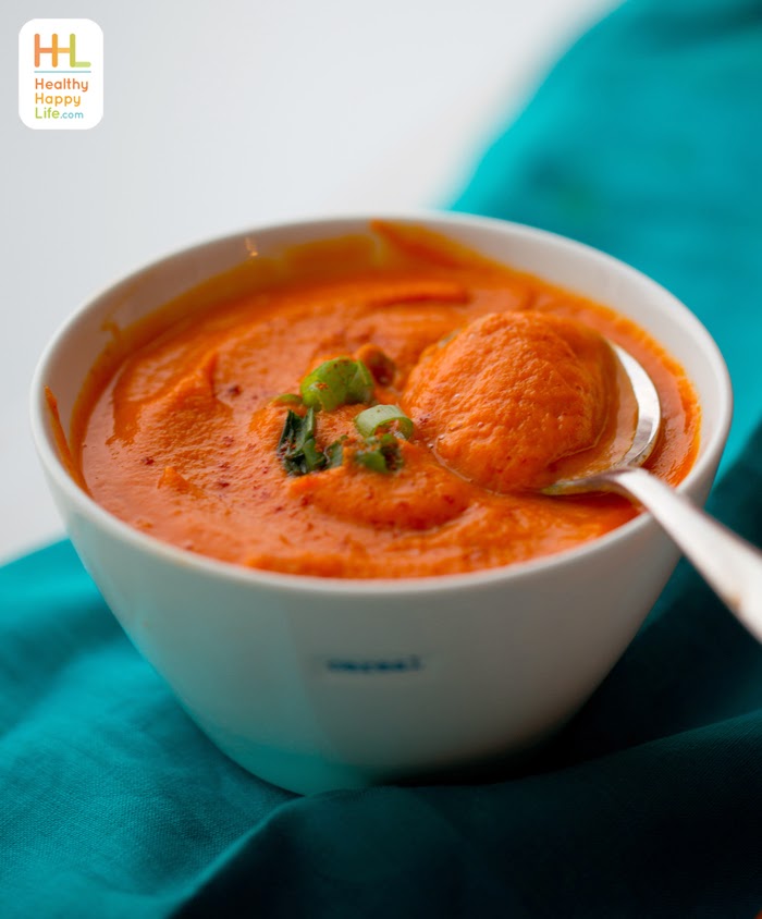 Creamy Carrot Ginger Pumpkin Soup. Easy! ChopBoilBlend. Vegan Recipe