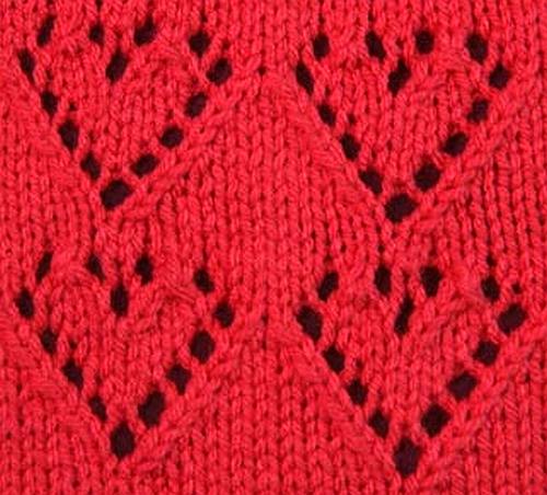 Knitting Galore: Saturday Stitch : Heart To Heart Eyelet.