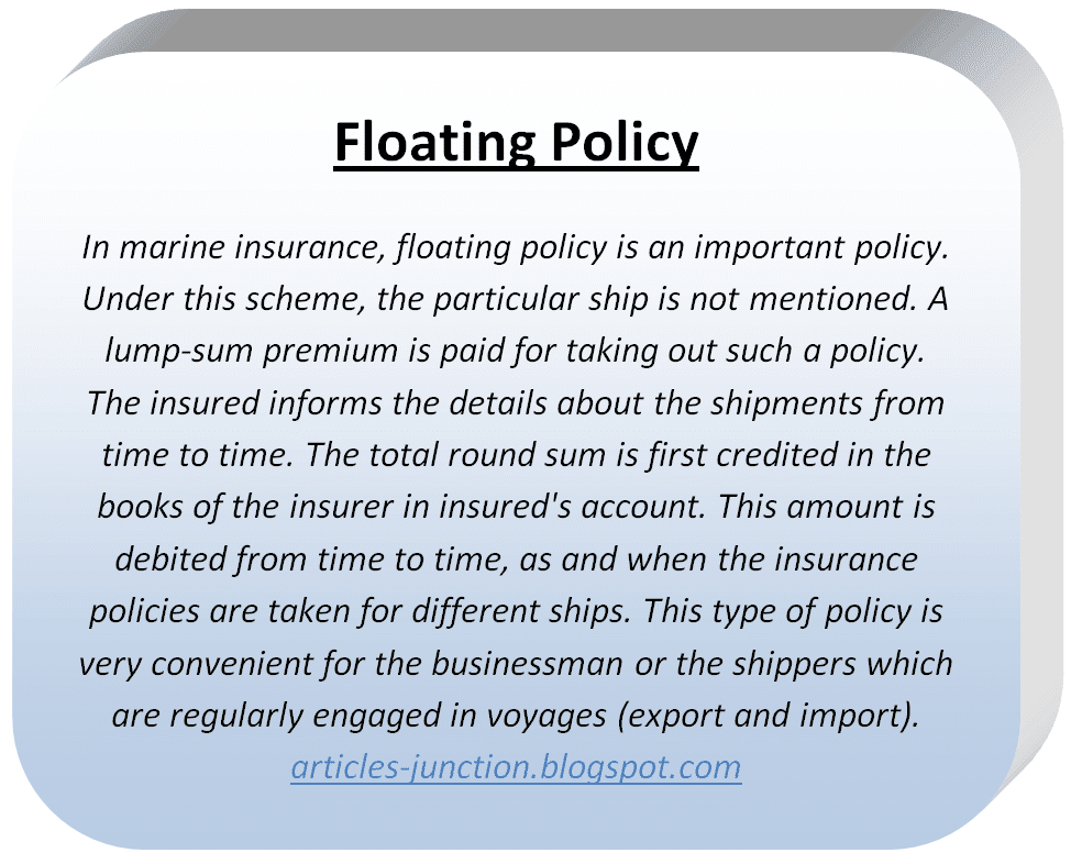 Articles Junction Types of Marine Insurance Policies Importance