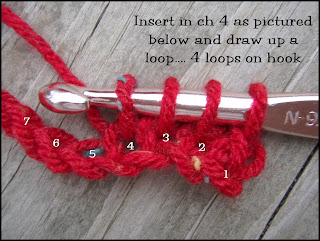... in the picture) and draw up a loop..... *now you have 4 loops on hook