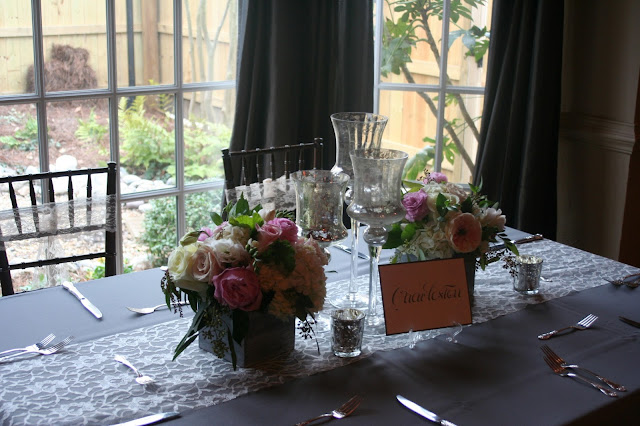 Isha Foss Events, floral design, lace runner, barn boxes, Virginia Beach, Sweetwater Cuisine Isha Foss Events, floral design, lace runner, barn boxes, Virginia Beach, Sweetwater Cuisine