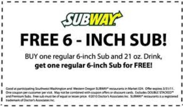 subway coupons