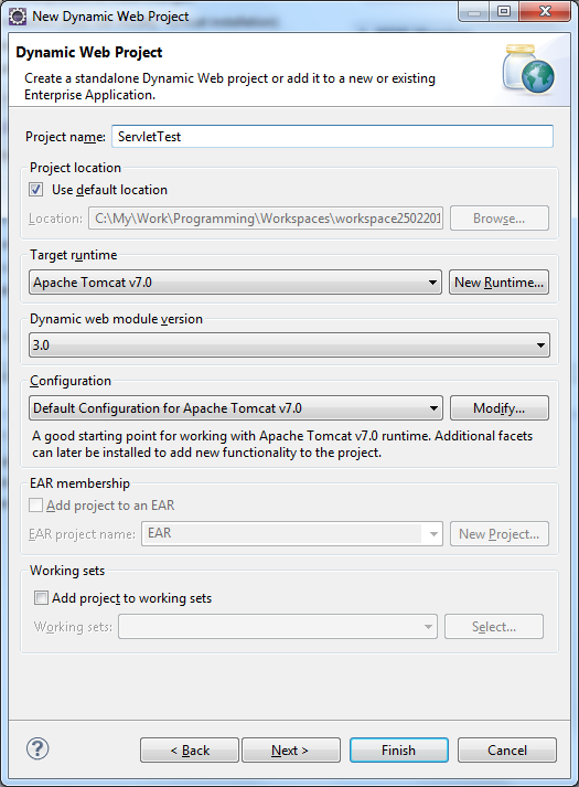 new dynamic web Как подключить tomcat к eclipse