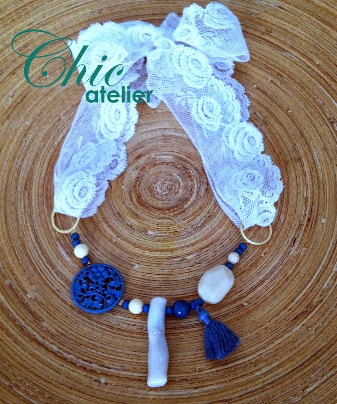 Collar Chantillí azul Collares y complementos de moda hechos a mano