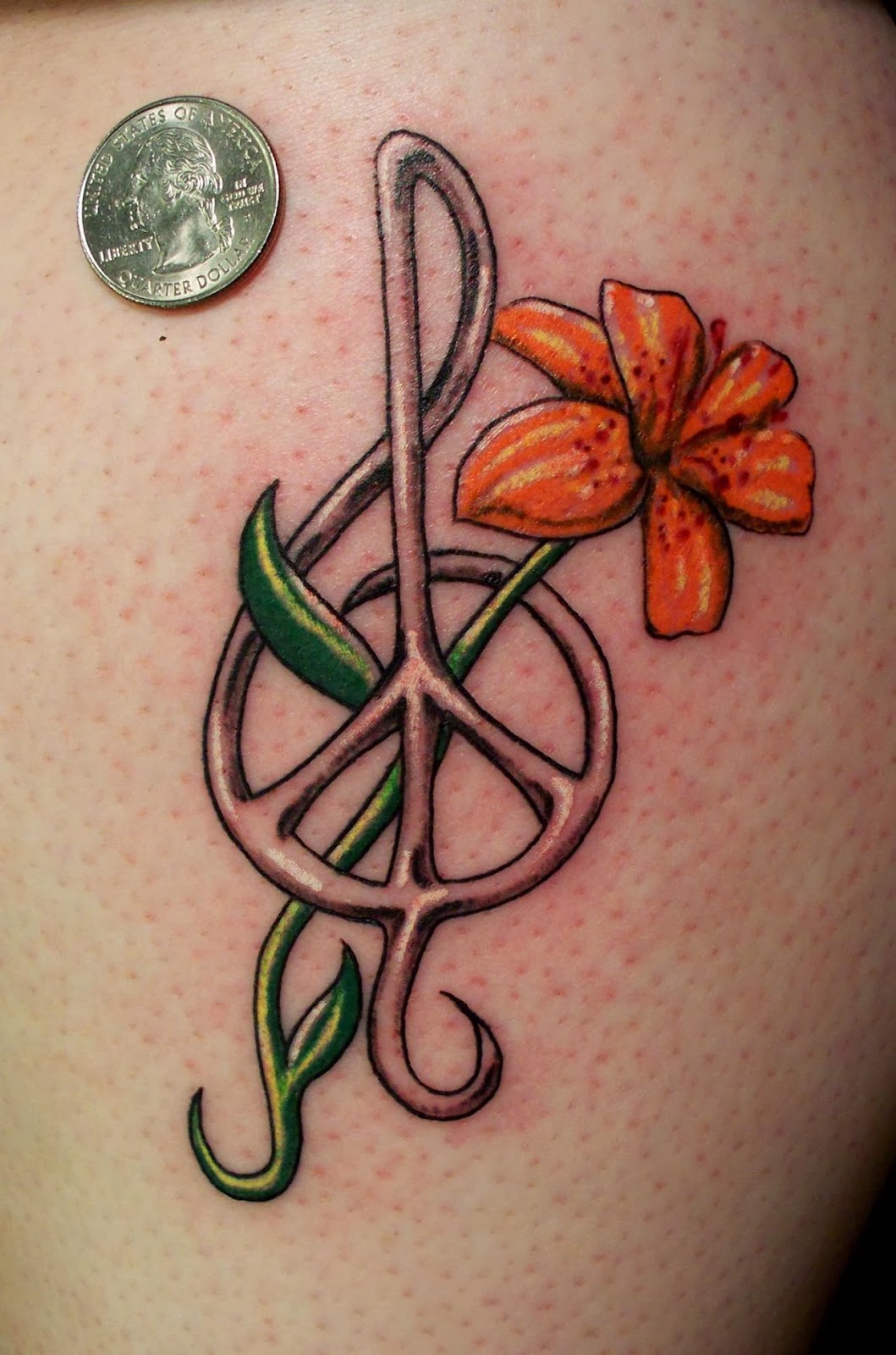 Music flower tattoo