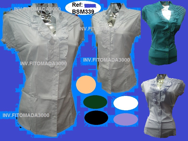 CAMISA CASUAL MANGA CORTA CON FLECOS AL FRENTE, CUELLO CHINO.