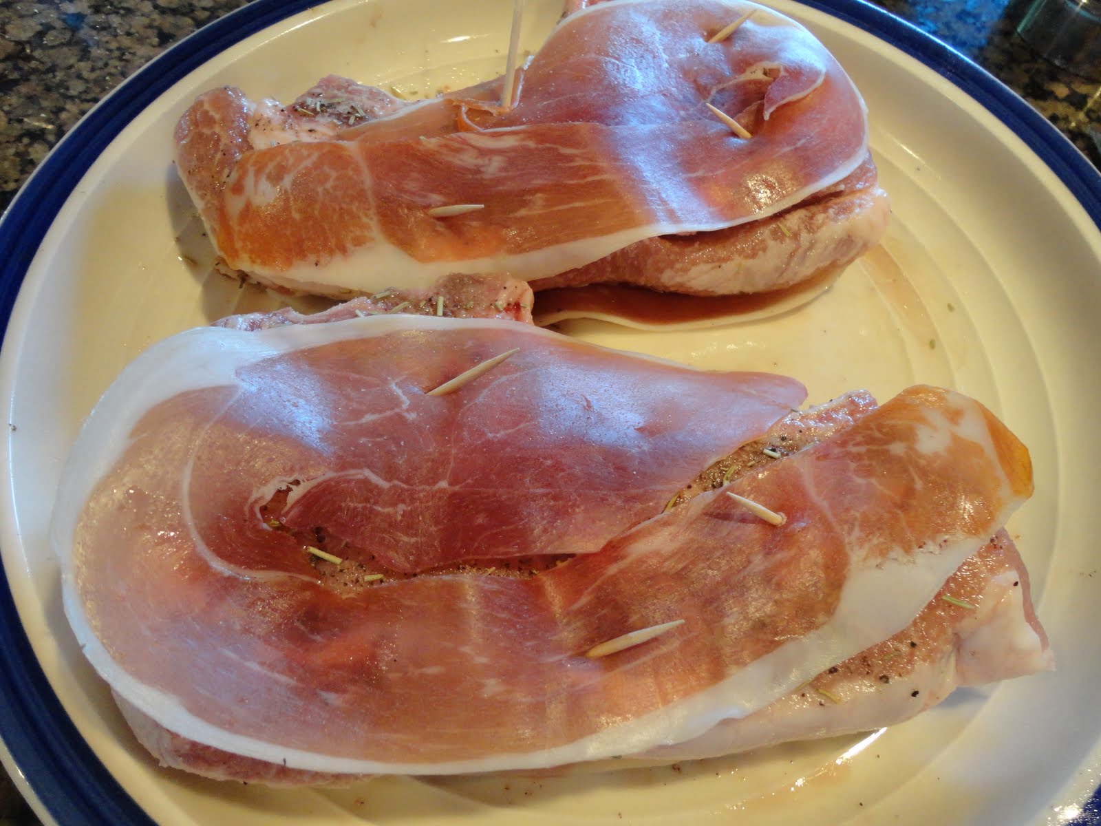 Never trust a skinny cook.... Prosciutto wrapped pork chops