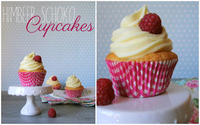Himbeer-Cupcakes mit weißer Schokolade