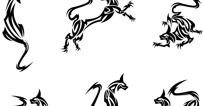 Bezierinfoベジェインフォ 猫のトライバル タトゥー テンプレート Cat Tattoo Templates With Stylized Illustrations Of Cat In Ornate Tribal Style イラスト素材
