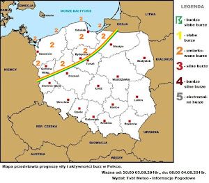 Prognoza siły i aktywności burz w Polsce