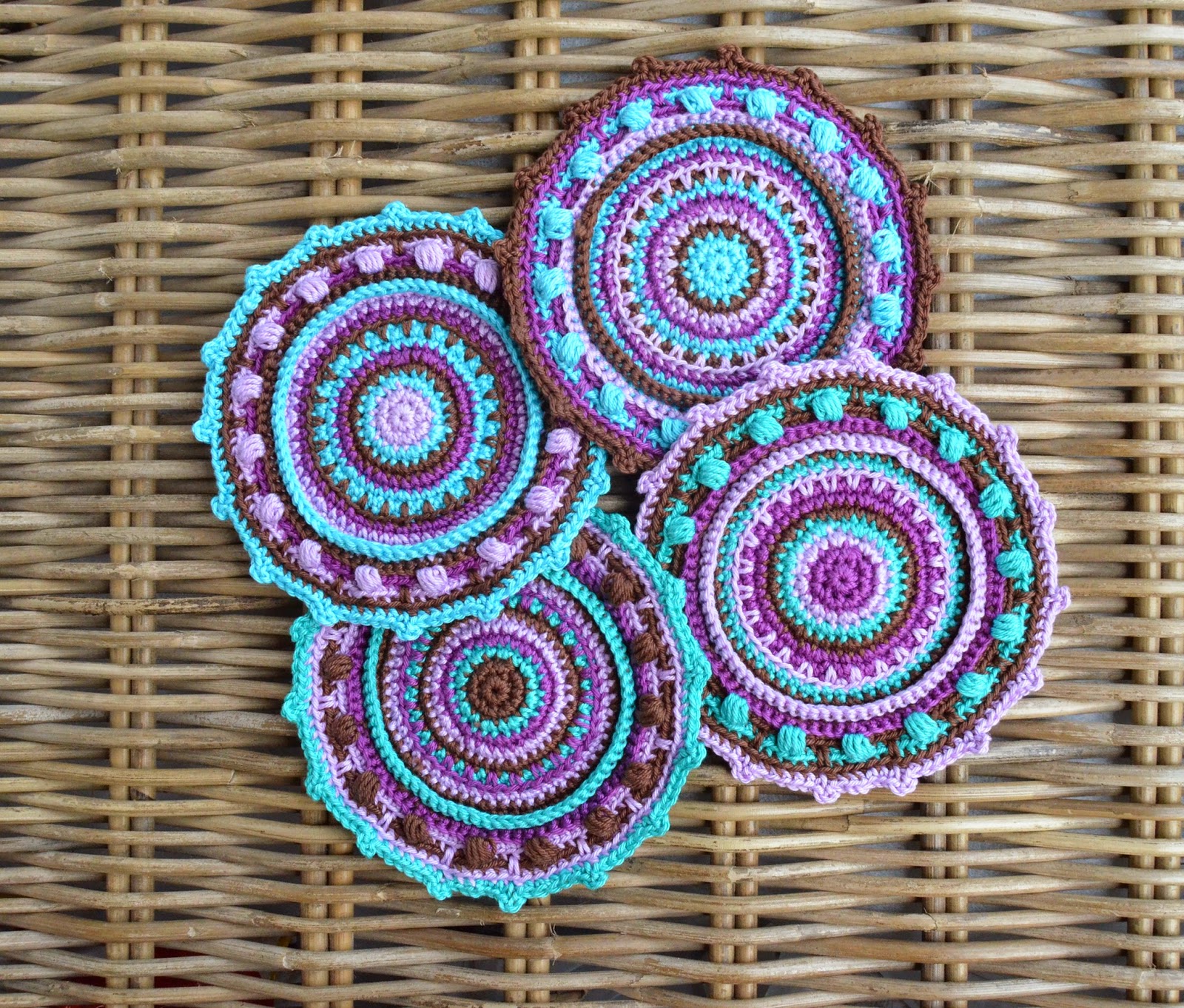 My set of happy summer coasters LillaBjörn's Crochet World