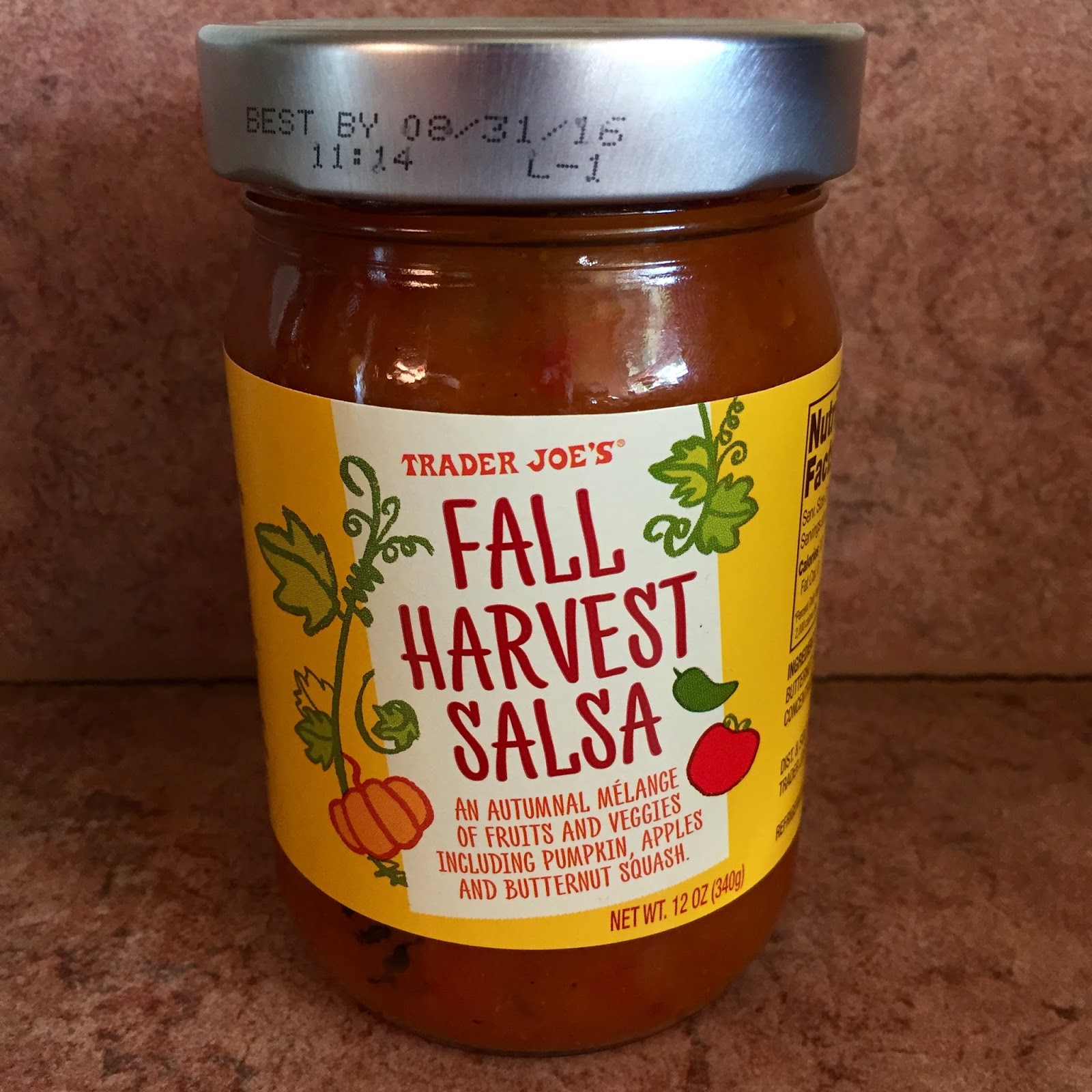 Trader Joe's Fall Harvest Salsa, Sweet Potato Tortilla Chips, & Pumpkin