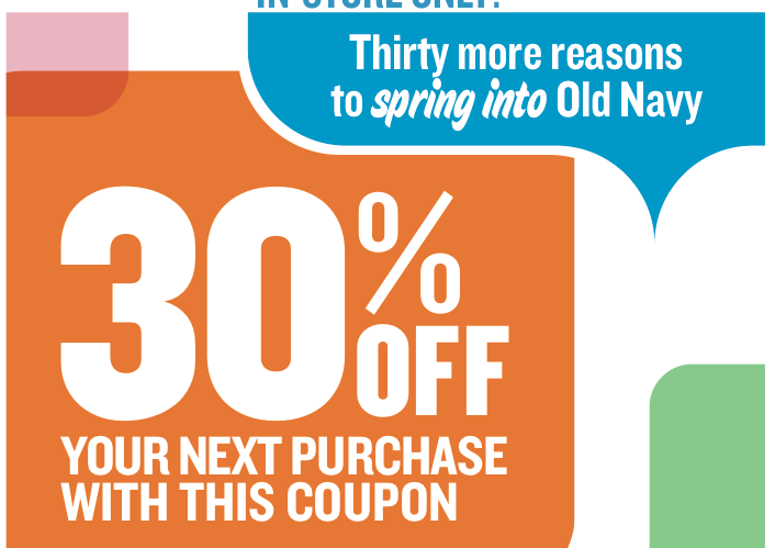 old navy printable coupons april 2011. Printable Coupon: 30% off at