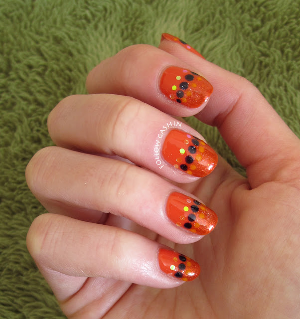 Orange Easter Eggs Nail Art: indoors, indirect sunlight
