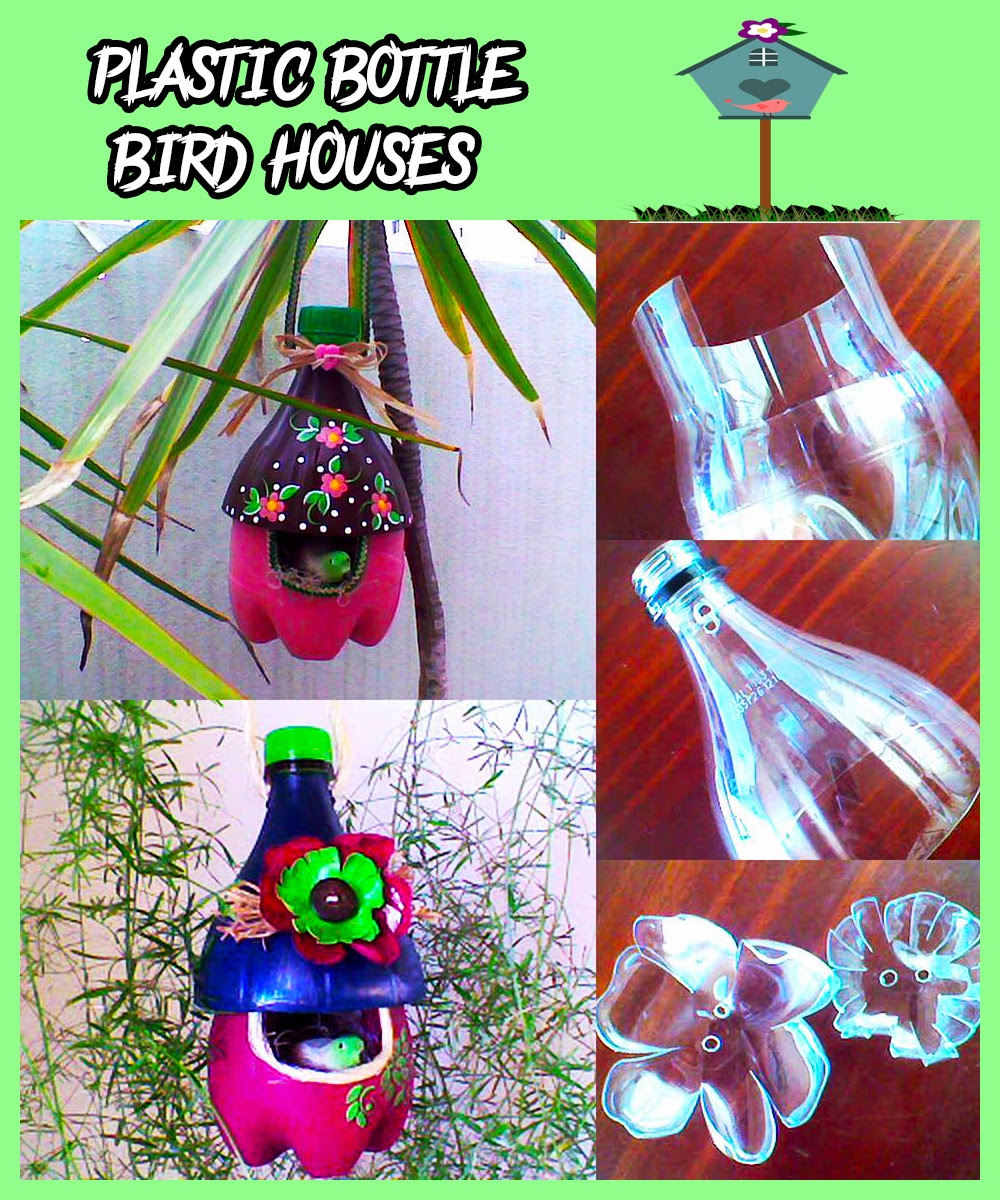 Plastic bottle bird houses 